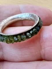 VINTAGE DESIGNER ROUGH GREEN TOURMALINE ETERNITY SPINNER BAND RING 925 STERLING