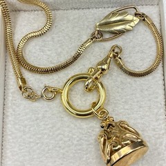 Vintage 12k Gold Filled Pocket Watch Chain FOB, Swivel Dog Clip, OMG Silky Chain