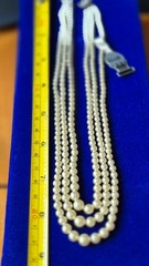Circa 1950 NOS Marvella 3-Str Faux Pearl Necklace ,Original Tag,Box,Sterlinig