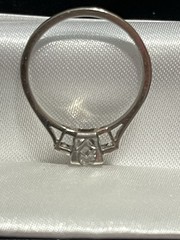 Art Deco c.1930 White Sapphire Diamond 18K White Gold Platinum Ring Sz 5.75