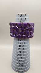 Vintage 1950s Purple Lucite Clamper Bracelet Heavy Gold Tone Mosaic Mod Cuff