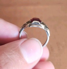 Unique Vintage 10k Yellow Gold/ Sterling Ring Faux Red Stone Sz 5.25 Engagement