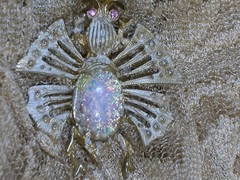Vintage Hobe Bug Brooch Opal Stone Marked 1-1/2 “