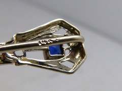 Vintage / Antique 14K White Gold , Sapphire & Diamond Stick Pin J Estate Find !