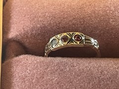 Antique Gold Filled Baby Band Ring TINY Size 0.5 Red Stones PROJECT 🌺🌺