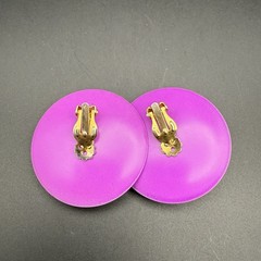 Vintage 80s Neon Color Block Disc Clip On Earrings Purple Pink Orange Statement