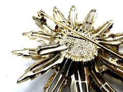 Vintage SARAH COVENTRY SUNFLOWER w/Amber Lucite Clip-on Earrings/Brooch/Pendant