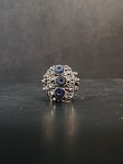 Vintage Sterling Silver Lapis Ring Tribal Middle Eastern Style Size 3.25