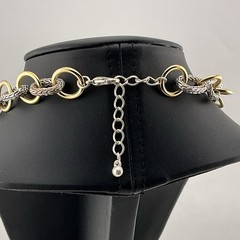 Necklace Chunky Chain 16-18”L 2.2 Ozs Silver/Gold Tone Mixed Modern Urban Glam