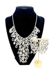 JULIANA Delizza & Elster Bezel Set Crystal Bib Necklace Earrings Vintage Jewelry