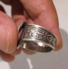 925 Sterling Silver Pharaoh Ring, Antique Beetle Free Size, Egyptian Silver Ring