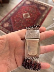 vintage necklace women garnet beads and sterling silver clasp