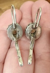 VTG FAS 925 Silver Earrings W/ Faceted Oval Cut Peridot Gemstone & Beaded Edge