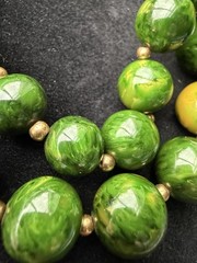 Vintage Bakelite Catalin Chunky Boho Necklace 27” 76.9g Tested Green Beads Deco