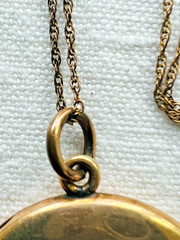 Antique W & H Co. Fleur De Lis Gold Filled Locket Pendant with Necklace Chain