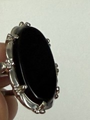 Vintage 1960’s 10K White Gold Oval Black Onyx Ring 5.1 Grams Size 6?
