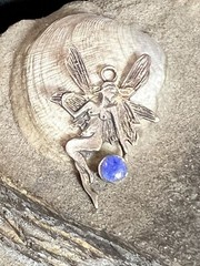Old Vintage Sterling Silver Lapis Nude Fairy Angel Pendant Charm