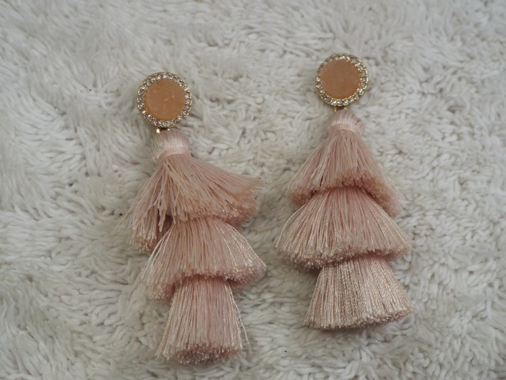SUGARFIX Pink Fringe Tassel Pierced Earrings (D19)