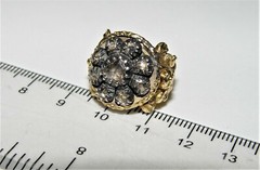 Antique Georgian 1.20CT (Est.) Rose Cut Diamond Filigree Ring 19K Gold S-5.5