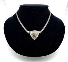 Vintage 925 Silver And Gold Necklace With Turquoise Delicate And Special.