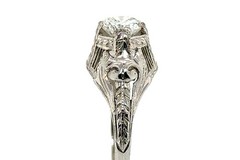 Art Deco Mined Diamond Ring GIA Certified .58ct Platinum Antique Original 1930s
