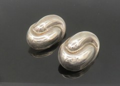 MEXICO 925 Silver Vintage Swirl Dome Heavy Non Pierce Earrings EG10512