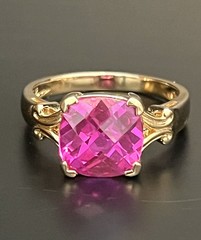 Vtg Ross Simons Gold Vermeil Sterling 925 Cushion Cut Pink Glass Stone Size 9
