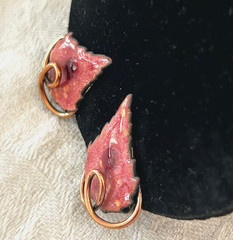 Matisse RENOIR Enamel Copper Leaf Fall-Autumn VinTage Earrings Jewelry
