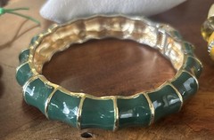 VTG Estate Lot Of 7 Green Bracelets – Stone, Clamp, Rhinestone, Bangles