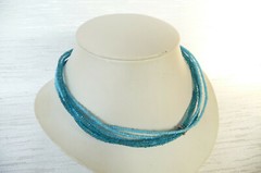 Vintage Multi-Strand Turquoise Seed Bead Choker Necklace 39+10cm