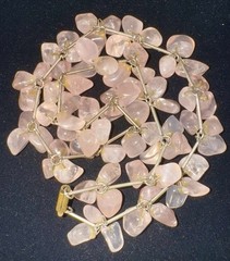 Antique Victorian Rose Quartz Cluster Necklace Silver Link Pools of Light 97 Gr