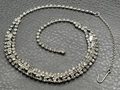 Vintage Rhinestone Crystal Necklace Silver Tone Crystal 16 – 18”