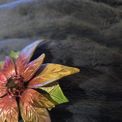 Vintage Enameled Poinsettia Metal Brooch Pin