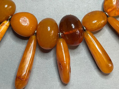 Vintage Baltic Amber Statement Necklace 46.9g Graduated Teeth Beads Cognac Honey