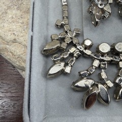 Juliana Vtg Rhinestone 3 piece set necklace bracelet earrings aurora borealis