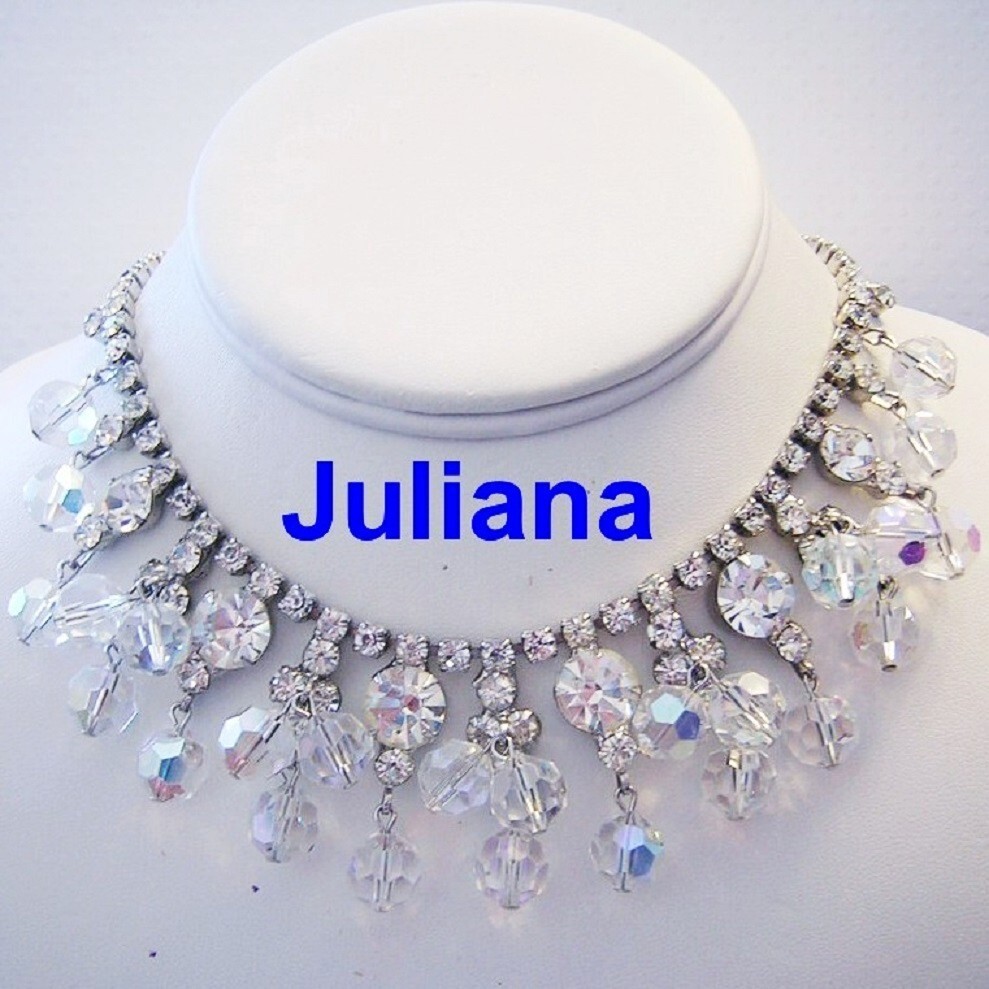 JULIANA Verified DANGLING Crystals & RHINESTONES Necklace PERFECT For The BRIDE