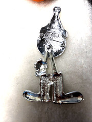 Vtg AJC silver tone Circus Clown movable Pin