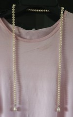 15″ Faux Stringed Oval shaped Pearl Necklace Pear Drop Ends