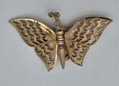 Coro Francois Butterfly Brooch Articulated Vintage Gold Tone Pin