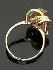 VTG Gold Tone Ring with Simulated Blue Sapphire Crystals Size 8.5 Stamped “RING”