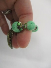 ANTIQUE FAUX JADE BEAD with CARVED FAUX JADE PENDANT CHOKER NECKLACE