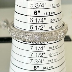 Judith Ripka Clear CZ Triple Heart Diamonique Heavy Silver Cuff Bracelet