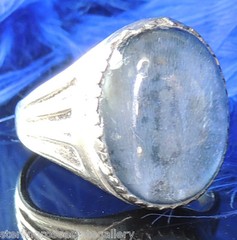 Vintage 40’s glass Blue Stone Sterling Silver 0.925 Ring size 4.5