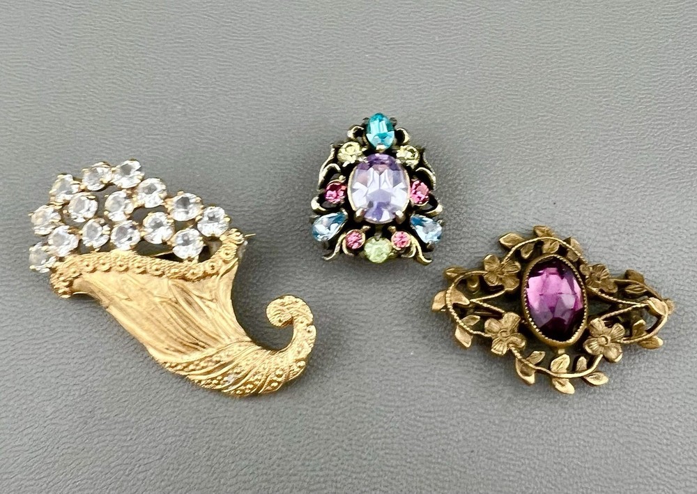 Vintage Brooch Lot B David Hollycraft Crystal Rhinestone Victorian Revival