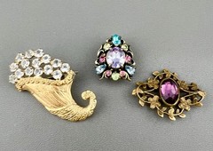 Vintage Brooch Lot B David Hollycraft Crystal Rhinestone Victorian Revival