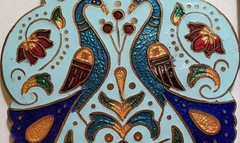 Vintage enameled peacock colorful cloisonne pendant