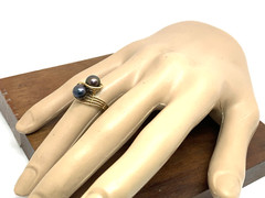 Black Purple Pearl Cocktail Ring 14k Yellow Gold Estate Jewelry Women’s Size 6.5