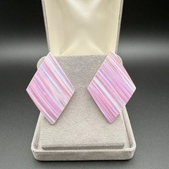 Vintage Iridescent Dichoric Art Glass Pierced Earrings Bold Textured Statement