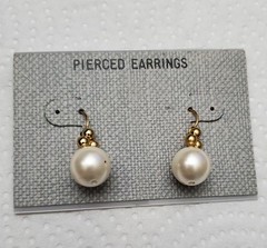 Impressive Pierced Faux Pearl Earrings**Goldtone Ear Wires**