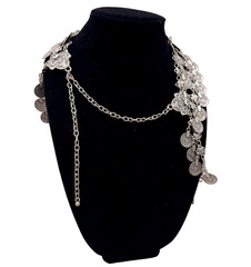 ANTIQUE COIN NECKLACE 3 LAYERS OF COINS SILVER ALLOY ETHNIC BIB SIGNIFICANT UNIQ